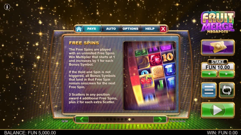 Fruit Merge Megapots - informace o Free Spins a násobiteli